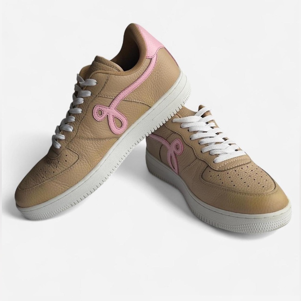John Geiger Tan and Pink Leather Trainers